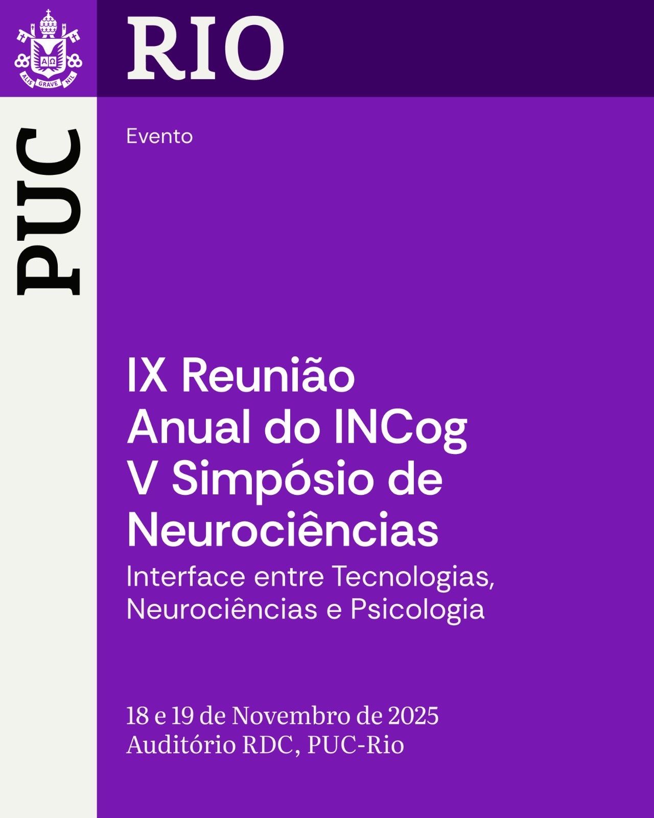 IX Reunião Anual INCog & V Simpósio de Neurociências
